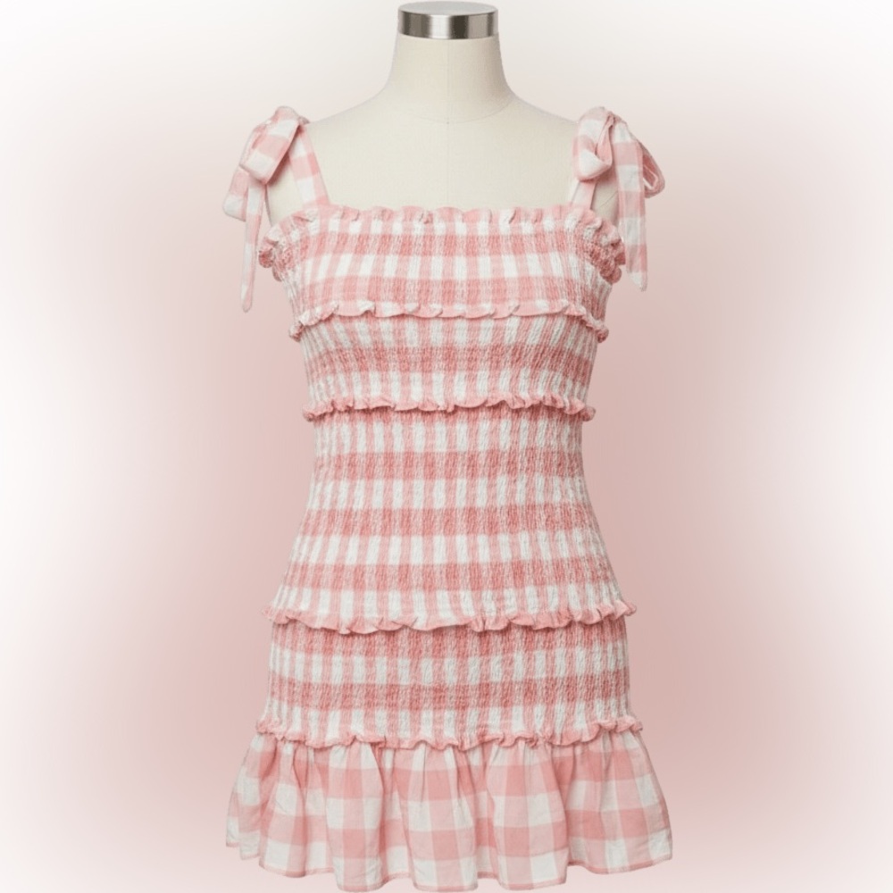 Pink and White Gingham Ruffle Sundress - Picture 4 of 4